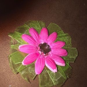 Pink Flower hair tie